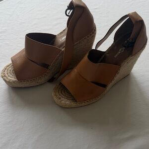 Treasure and Bond Wedge Espadrille Sandals - Brown Leather